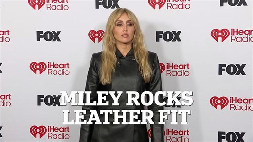 Miley Cyrus dons leather fit at iHeartRadio Music Awards