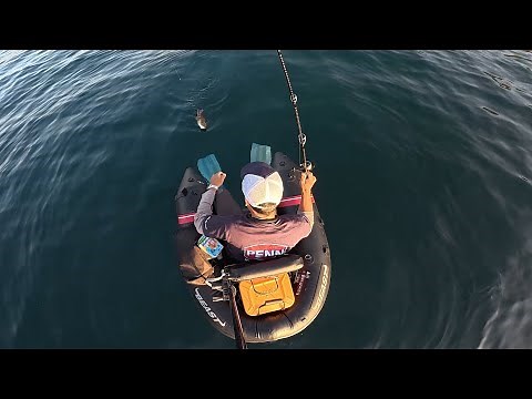 FISHING from my floating chair (Float Tube) at SEA with lures and bait