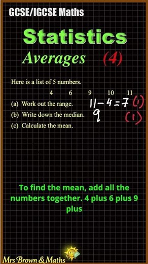 GCSE / IGCSE Statistics – Range, Median and Mean (Averages) #mrsbrownandmaths #gcsemaths #exam