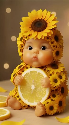 yellow flowers baby eating ASMR #aiasmr #fypシ #yellow