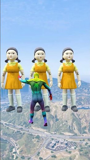 GTA 5 Epic Ragdolls | Green Spider Man vs King Kong & SQUID GIRL Jump Fails EP #shorts #gta5