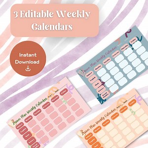 Colorful Weekly Planners, EDITABLE Weekly Planner Printable, Teacher, Student, Classroom Template, Schedule, Subject Schedule, Cute Planner - Etsy Canada
