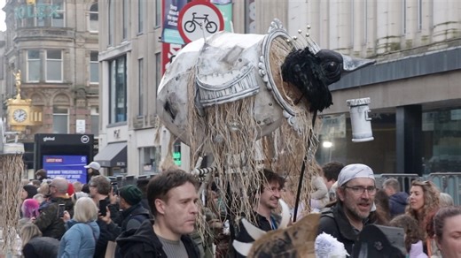 Newcastle crowds welcome giant puppets parade