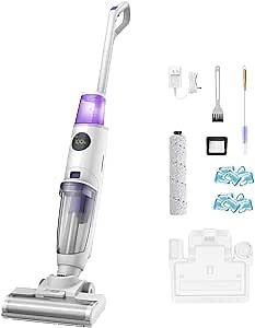 lunaglow Nano 3-in-1 Vacuum Cleaner - Wet Dry Vacuum - Cordless Mop Vacuum Combo for Tile and Hardwood - Vacuum Cleaner Carpet and Floor - Self-Cleaning Vacuum Cleaner | White