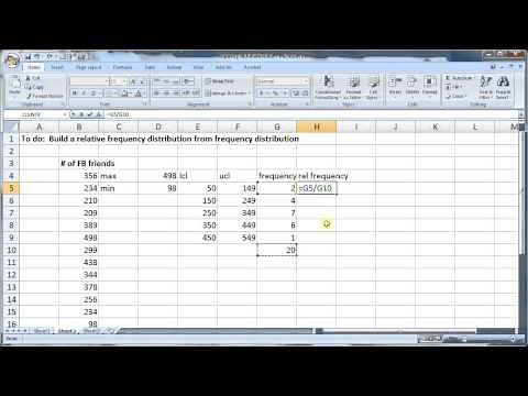 2.2 Construct relative frequency distribution using Excel