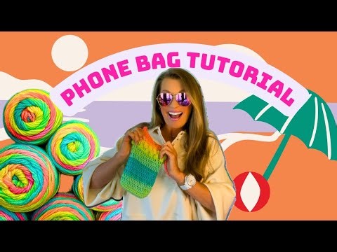 Full Crochet Tutorial💚Phone Bag🩷80’s Retro BFF Cross Body Phone Bag🏝️1980’s Beach Vibes