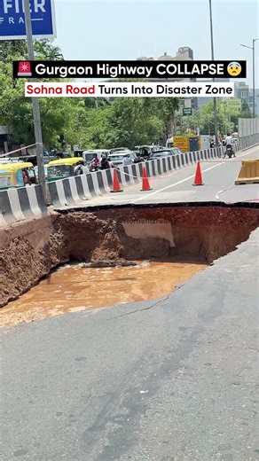🚨 Gurgaon’s Sohna Road COLLAPSED? Massive Highway Hole Creates Traffic Chaos 😳