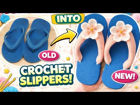 Don’t Throw Old Flip Flops! Make This Beautiful Crochet Slipper 😍 | Easy DIY Tutorial