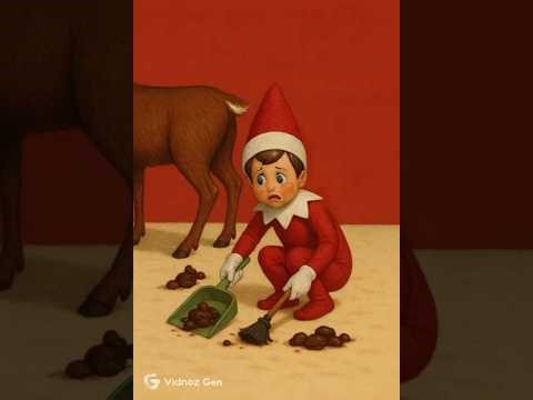 Elf cleaning up after a reindeer #funny #comedy #christmas
