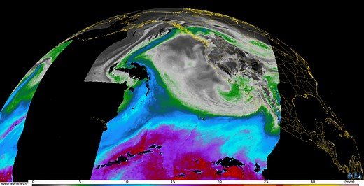 [Nerd post]: over the last week, NOAA🛰️had a front row seat in tracking the tropical moisture plume (the greens, blues, and purples) responsible for the steady soaking rain and mountain snow across the West Coast, as it journeyed roughly 2500 miles from Hawaii to California! If you're curious how much precipitation you can wring out from a good slug of tropical moisture (spoiler: a lot!), follow our Storm Summary as we tally rainfall across north-central California and Oregon while the atmosphe