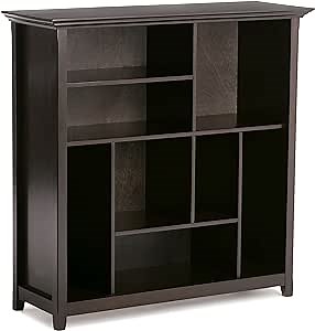 SIMPLIHOME Amherst Bookcase - 44 inch Tall Multi-Cube Solid Wood Cube Organizer in Hickory Brown, Transitional Bookcase Storage for Living Room, Study or Office with Fixed Shelves and Tapered Legs