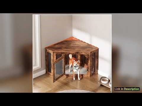 Corner Dog Crate Furniture Wooden Dogs Kennel End Table Decorative Pet Crate Indoor Use Furniture