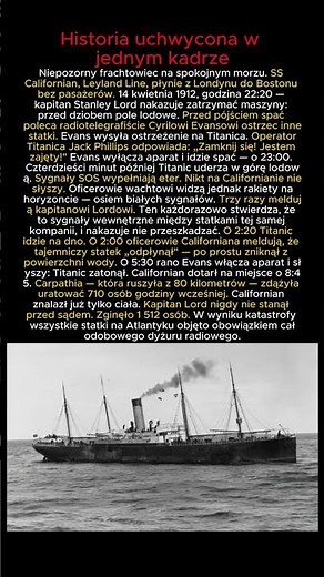 Atlantyk 1912 - Statek widział rakiety Titanica. Kapitan spał #Californian #Titanic #Tragedia