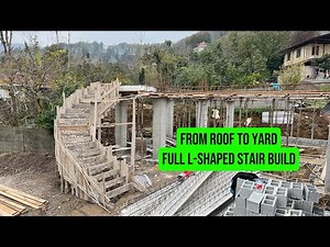 Full Construction of an L-Shaped Staircase | From Roof to Yard | Step-by-Step Execution