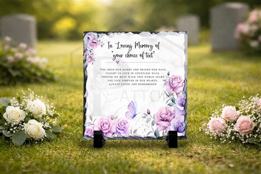 Personalised Mum Memorial Slate | in Loving Memory Plaque | Personalised Floral Grave Marker - Etsy