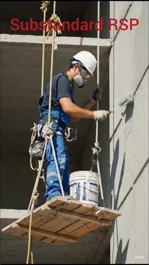 NAVAVLOGS1 on Instagram: "A substandard rope suspended platform was used for height work without proper certification, anchorage, or fall protection. One failure = fatal fall. ✔ Use certified platforms ✔ Inspect ropes & anchor points ✔ Wear full body harness with lifeline Safety is not optional. Lives depend on it. ⚠️ Disclaimer This video is for safety awareness and training purposes only. All activities shown are either simulated or recorded under controlled conditions. Do not imitate unsafe a