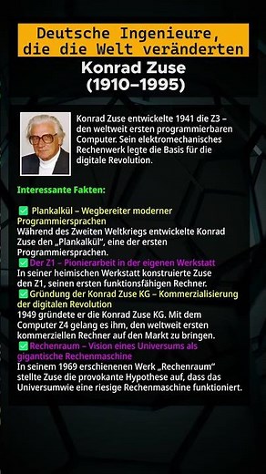 Konrad Zuse (1910–1995) 💻 Erfinder des ersten Computers #zuse