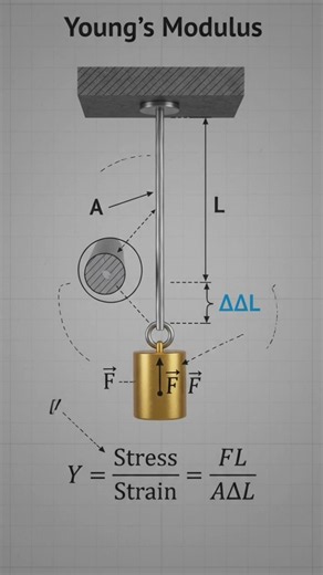 Young Modulus | Elasticity in Physics | Formula, Unit & Dimension #Shorts