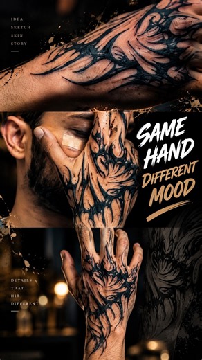 Full Blackwork Hand Tattoo 🔥 Process to RESULT | Look Closer #kamzinkzone #handtattoo #shorts