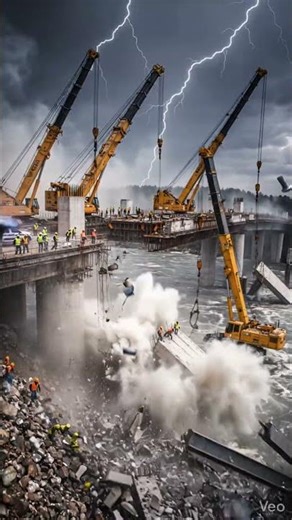 This amazing bridge is collapsing.