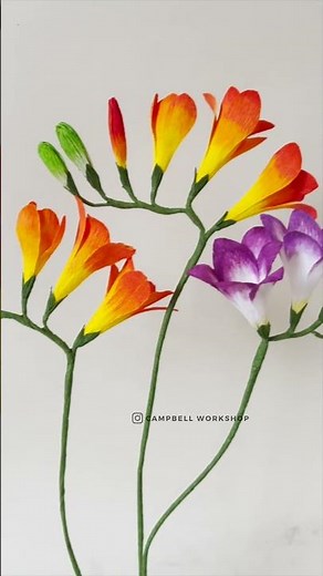 HOW TO MAKE FREESIA with Crepe Paper | #flowers #crepepapercrafts #crepepaperflowers #paperflowers