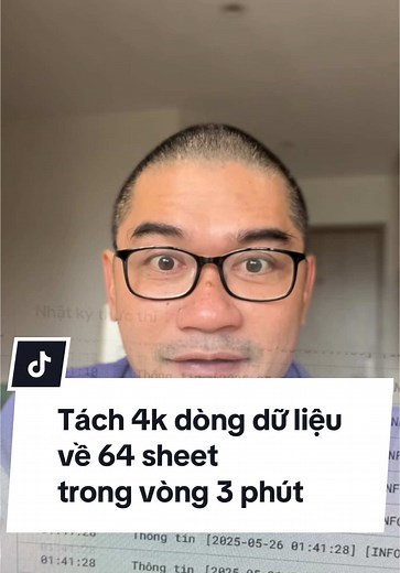 Tách 4k dòng dữ liệu về 64 sheet nhanh chóng