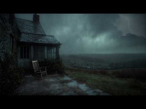 Quiet Countryside Cottage Above the Valley | Relaxing Rain and Distant Thunder for Deep Sleep