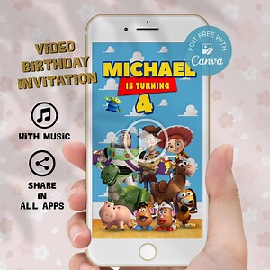 Toy Story Birthday Video Invitation, Toy Story Animated Invite, Editable Canva Template, Digital Download, Editable Template - Etsy