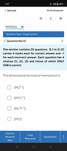 Question: The dimensional formula of momentum is?MLT⁻¹ML²T⁻²... | Filo