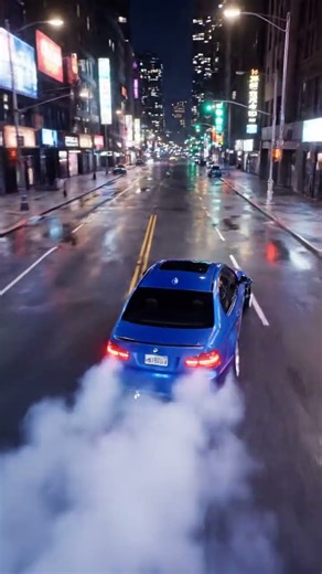 BMW E90 Drift Chronicle: Sapphire Blue 335i M-Sport in Neon Downtown Night