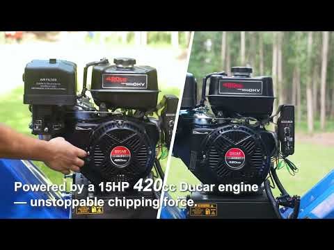 BILT HARD 6-Inch Drum Wood Chipper, 15HP 420cc Ducar Gas Engine with Recoil & Electric Start