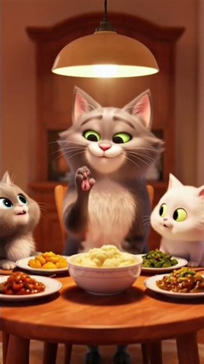 Mom Cat’s Dinner Was Worth the Wait 🐾🍽️ #animalcomedy