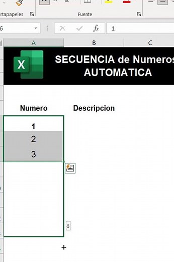 COMO Crear Secuencia de Numeros en EXCEL 🔴EXCEL BASICO #SHORTS