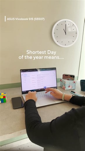 1.5K views · 26 reactions | The shortest day of the year deserves the shortest work hours!  Get things done faster with the ASUS Vivobook S15 and savour the rest of your day. #ASUSIndia #AIPC #ShortestDayOfTheYear #Topical #TopicalSpot (snapdragon x elite, asus vivobook s15,asus vivo s15) | ASUS | Facebook