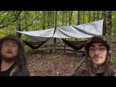 Overnight Camping in the Rain with Hammocks! First Camping Trip!