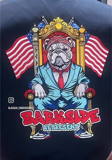 All threads 🧵 Custom large back logo embroidered on a thick jacket. Came our clean 🔥 #embroidery #machineembroidery #customembroidery #smallbusiness #entrepreneur #letsgetit