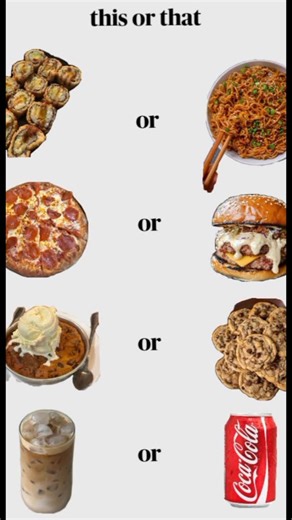 pickthatvideo on Instagram: "pick one per row!!  (hard decisions) - - - #reels #food #foodie #foodlover #dessert #mukbang #cookies #pizza #sushi #ramen #coffee"