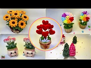 DIY Pipe Cleaner💝5 Super Cute Mini Flower Pots Made with Pipe Cleaners | Easy DIY 💝 #diy