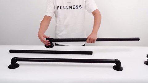 Black Painted Metal Industrial Pipe Stair Handrail, 3FT, Industrial Pipe Handrail with Wall Mount Support