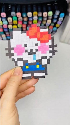 Hello Kitty Pixel Art Idea #art #8bit #diy #pixelart #8bitart #markers #pixelpainter #pixel