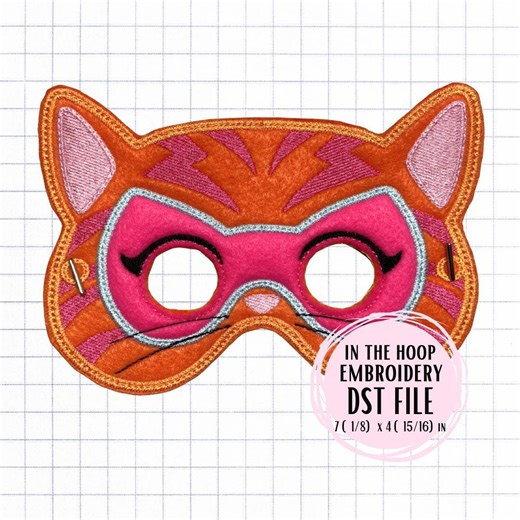 In the Hoop Mask (ITH) DST/PES Embroidery File - Halloween Kitty Hero Mask Dressup Costume - Etsy