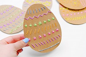 Embroidered Cardboard Easter Eggs | Fun Kids Embroidery Craft