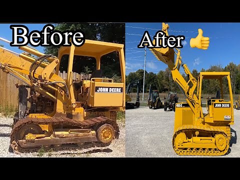 Major before and after restoration paint job of John Deere 455G crawler loader dozer repair for sale