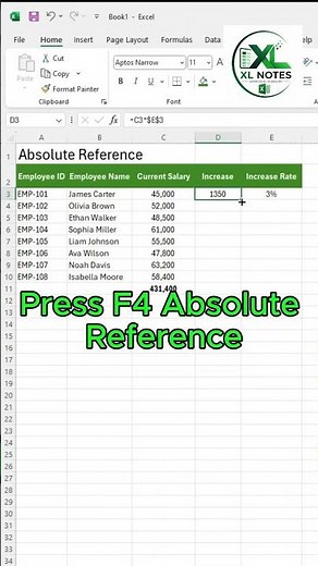 Excel Absolute Reference Explained in 30 Seconds ⚡#Excel #ExcelTips #Shorts