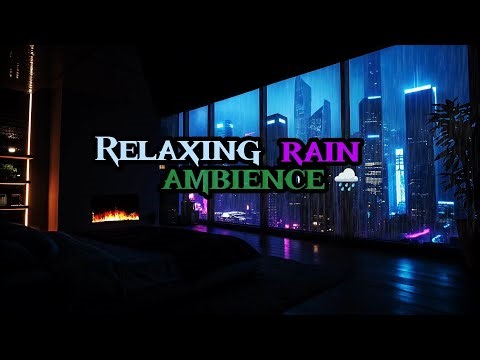 Blade Runner Style Cyberpunk Rain | Cozy Neon Room Ambience | Relaxing rain🌧 🌆