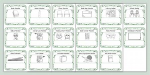 Botanical Themed Monitor and Class Job Cards