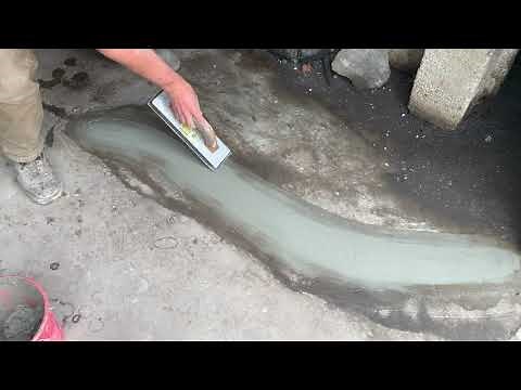 Concrete Floor Crack Repair - Step 4 - Smoothing or "Floating" the Repair