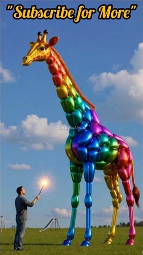 Rainbow Balloon Giraffe Transforms & Attacks Man | Magical Wand Scene | Realistic VFX