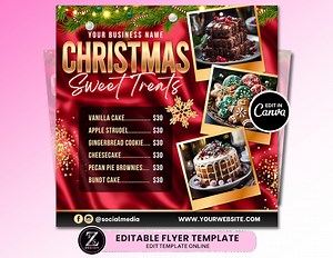 Christmas Bake Sale Flyer, Bakery Flyer, Sweet Treats Flyer, Christmas Dessert Flyer, Bake Shop Flyer, Pastry Flyer, Cake Flyer - Etsy