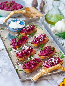 Creamy, Garlicky Beet Crostini Recipe